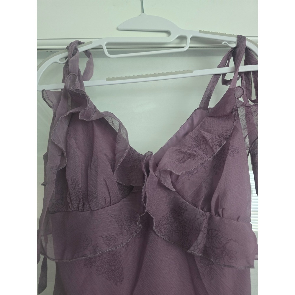 Rihoas Purple Floral Chiffon Ruffle Maxi Dress Tie Strap Fairycore Romantic S - Picture 2 of 12